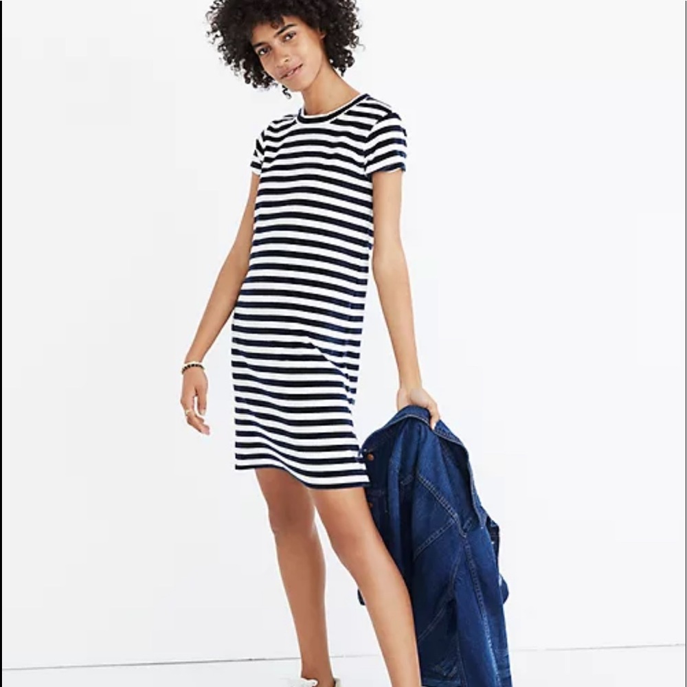 Madewell Blue/White Velour Dress - Small